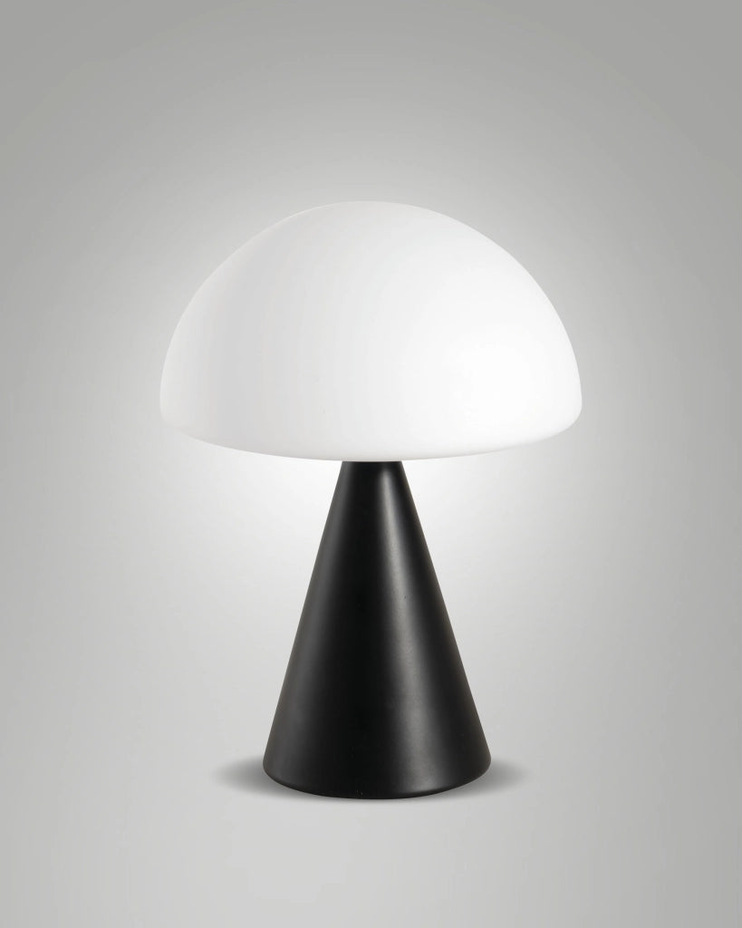 Lampada da Tavolo Blip LED 7W con Regolazione al Tocco e Tecnologia CCT 2700K-4000K, Struttura in Metallo e Vetro Soffiato, Colore Nero - Blip