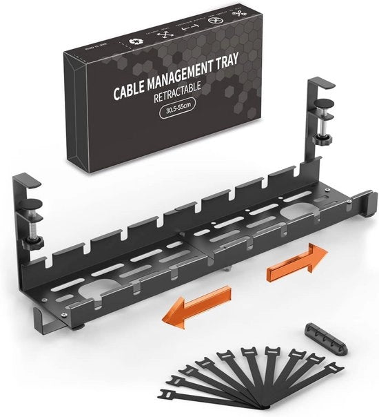Cable management sotto scrivania - Flessibile 12 a 21,6 pollici Senza foro Organizzatore di cavi