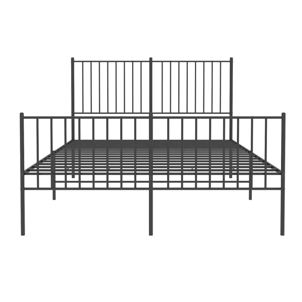 Letto matrimoniale | Letto per adulti | Giroletto con Testiera e Pediera Metallo Nero 140x190 cm