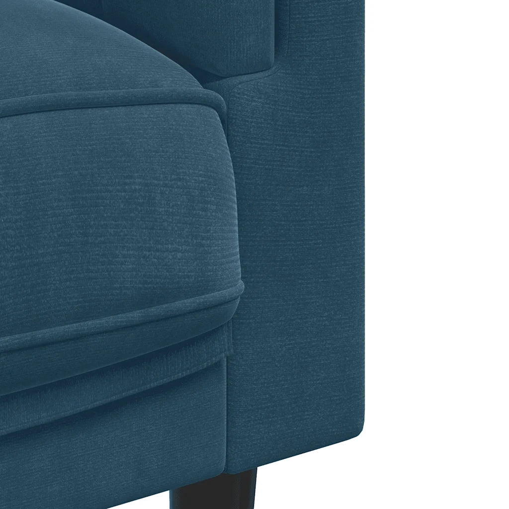 Divano a 2 Posti con Cuscini-Sofa 2 Posti con Cuscini Blu in Velluto