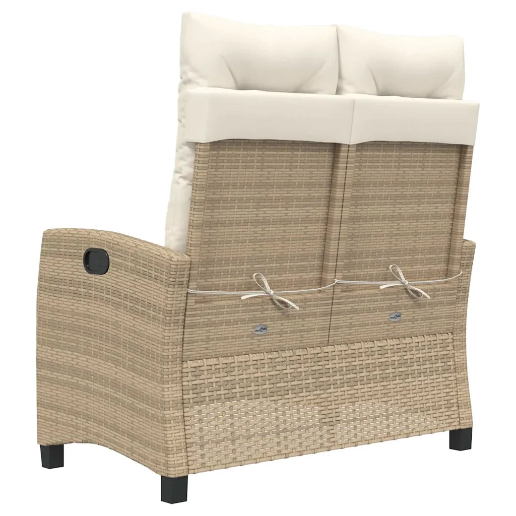 Panca Reclinabile da Giardino con Cuscini Beige in Polyrattan 368229