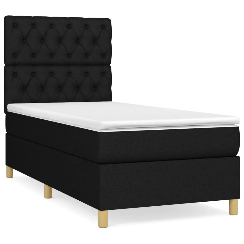 Giroletto a Molle con Materasso-Struttura Letto Nero 80x200 cm inTessuto 307132