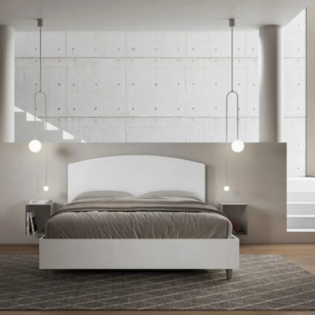 Letto matrimoniale senza rete 160x200 bianco frassino testata similpelle bianco Antilia