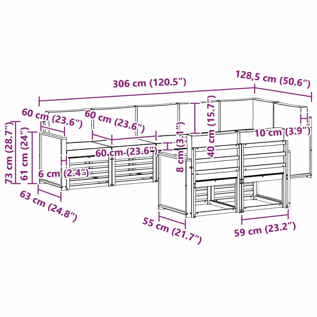 Set di divani da esterno 7 pz 3384506