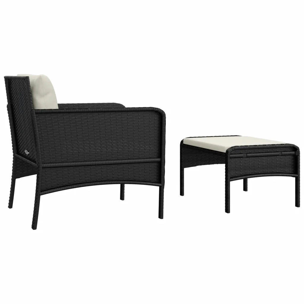Set da Giardino 2 pz con Cuscini Nero in Polyrattan 319678