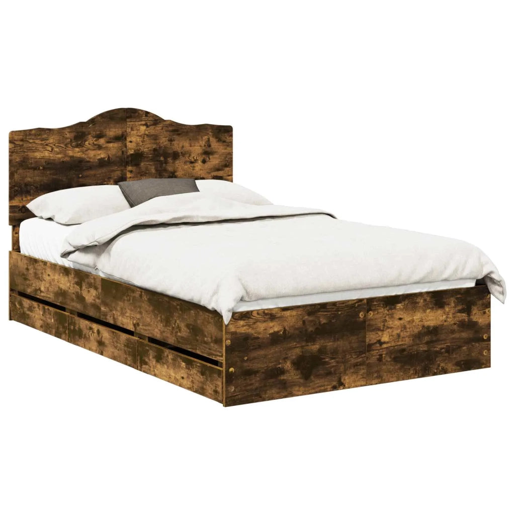 Letto matrimoniale | Letto per adulti | Struttura del letto Quercia Affumicata 135 x 190 cm