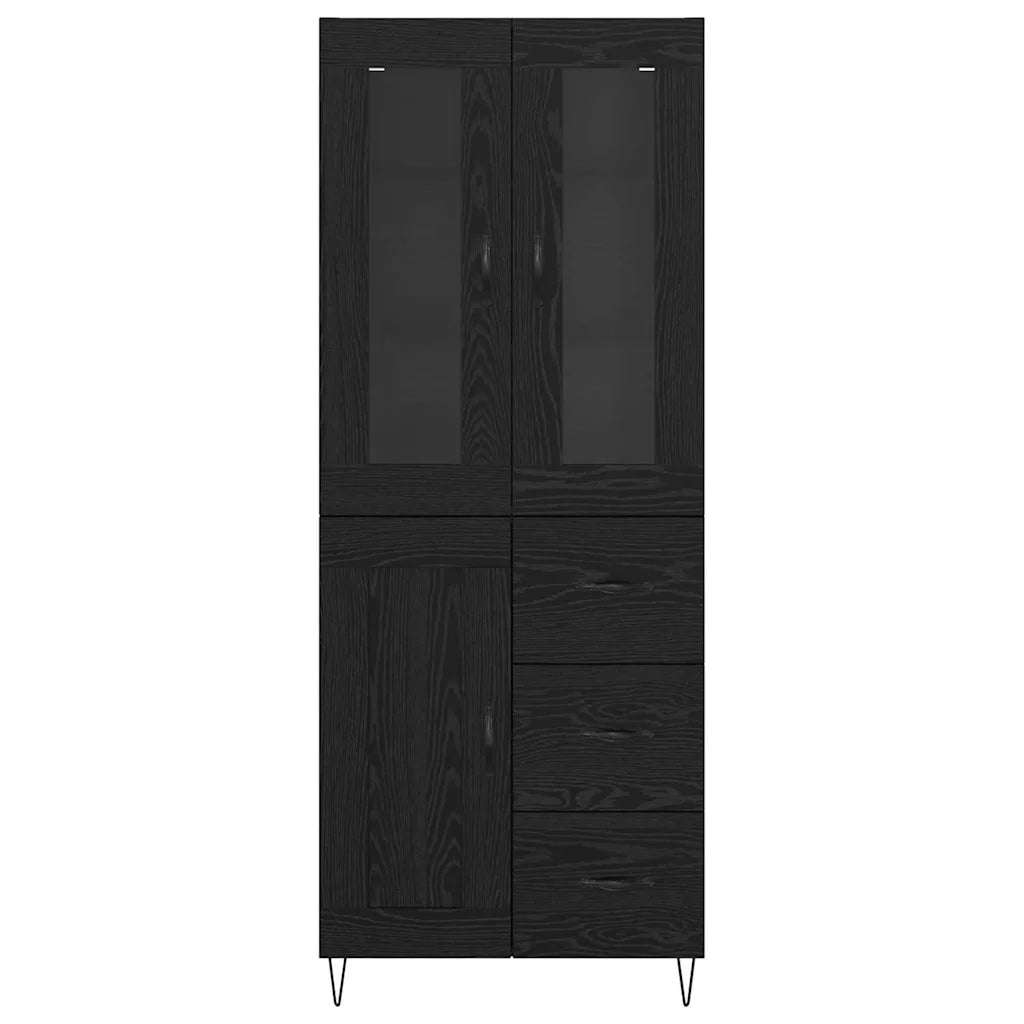 Credenza-Buffet-Armadio da cucina Rovere Nero 69,5 x 34 x 180 cm Legno multistrato 267211