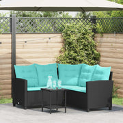 Divano da giardino 2 pcs Nero e Turchese Poly Rattan 4103880