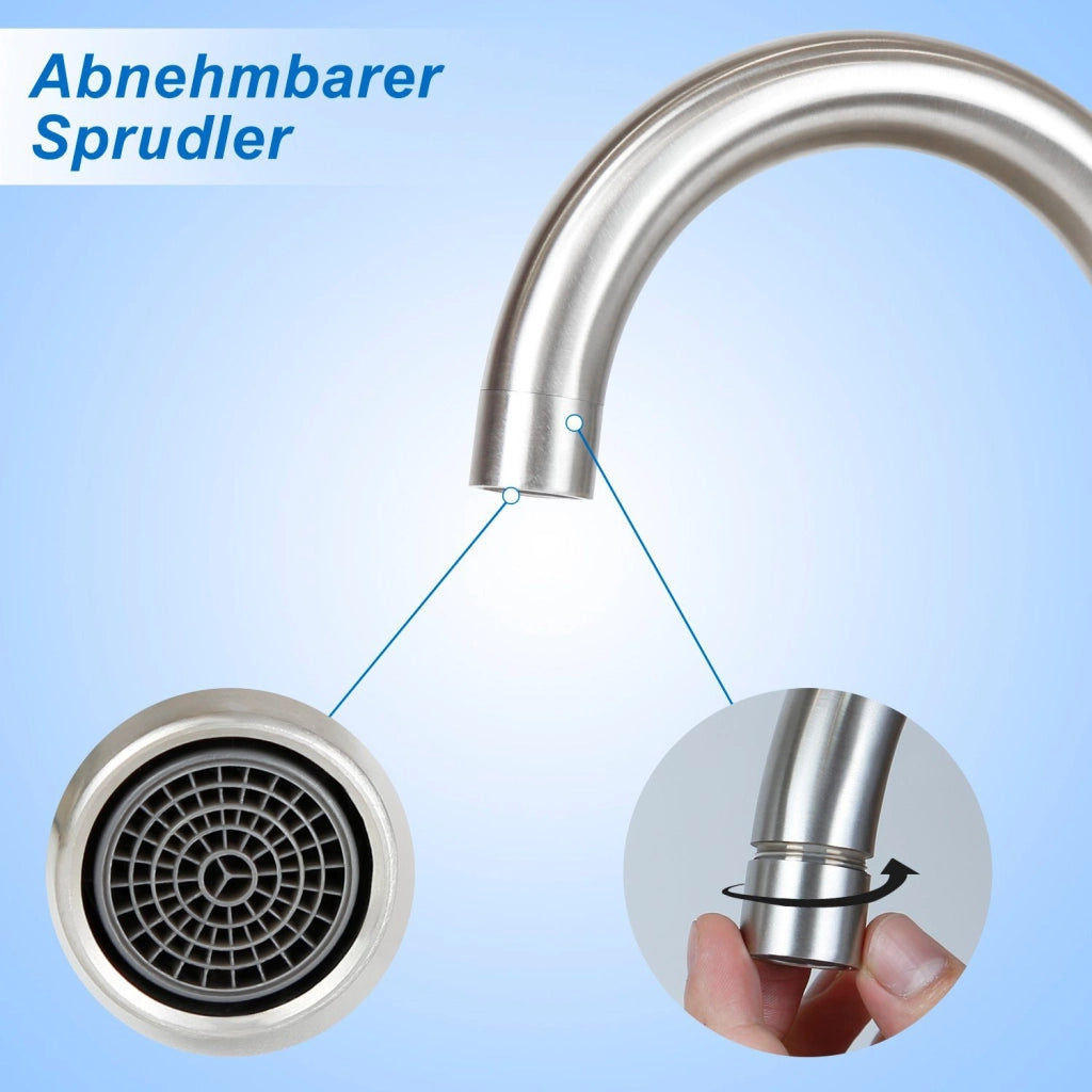 ZMH Miscelatore per lavabo  Lavabo Leva girevole ad alta pressione in acciaio inox