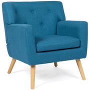 IDMarket - Poltrona scandinava in tessuto blu anatra LIV