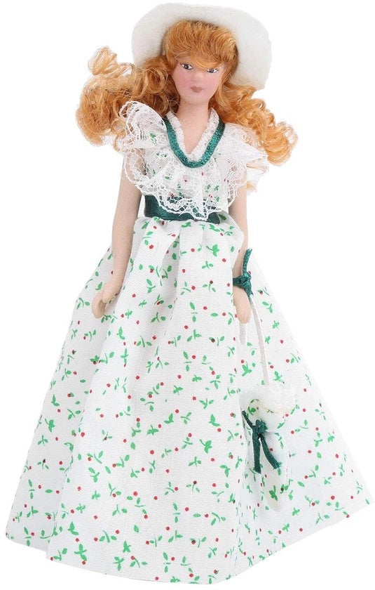 Miniaturna Figura in Porcellana - Donna Elegante - 1:12 Miniaturna Casa di Bambola - Accessori di Casa di Bambola - Figura di Bambola - Altezza 15,5 cm
