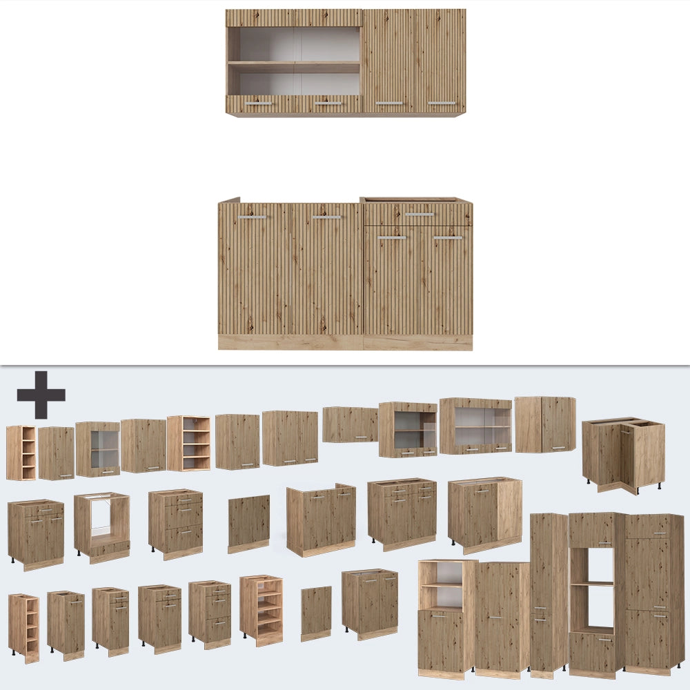 Vicco Cucina monoblocco Rovere artigianale/rovere Goldkraft 140 cm , PL Rovere