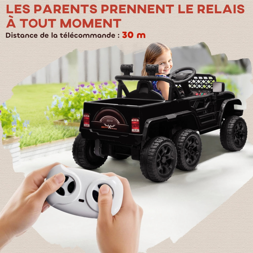 Auto Elettrica Buggy per Bambini ¨C Xylo ¨C 2 Motori 12V con Rimorchio Nero 122x62.5x65cm