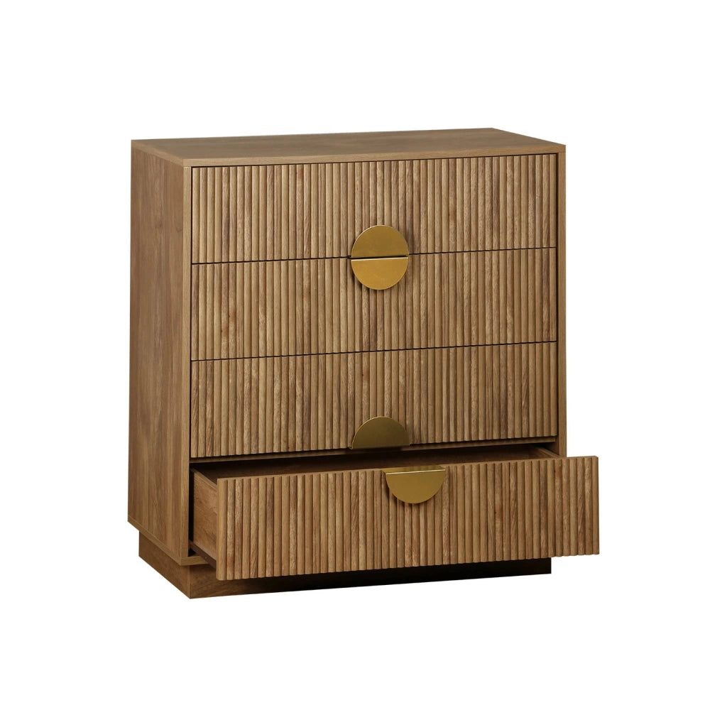 Cassettone con effetto legno di mango a 4 cassetti, effetto legno