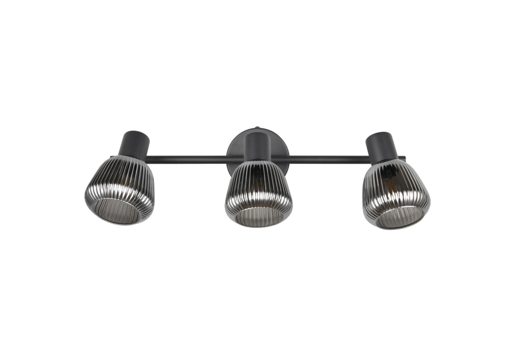Plafoniera retro nera vetro TARIFA Trio 3 luci E14