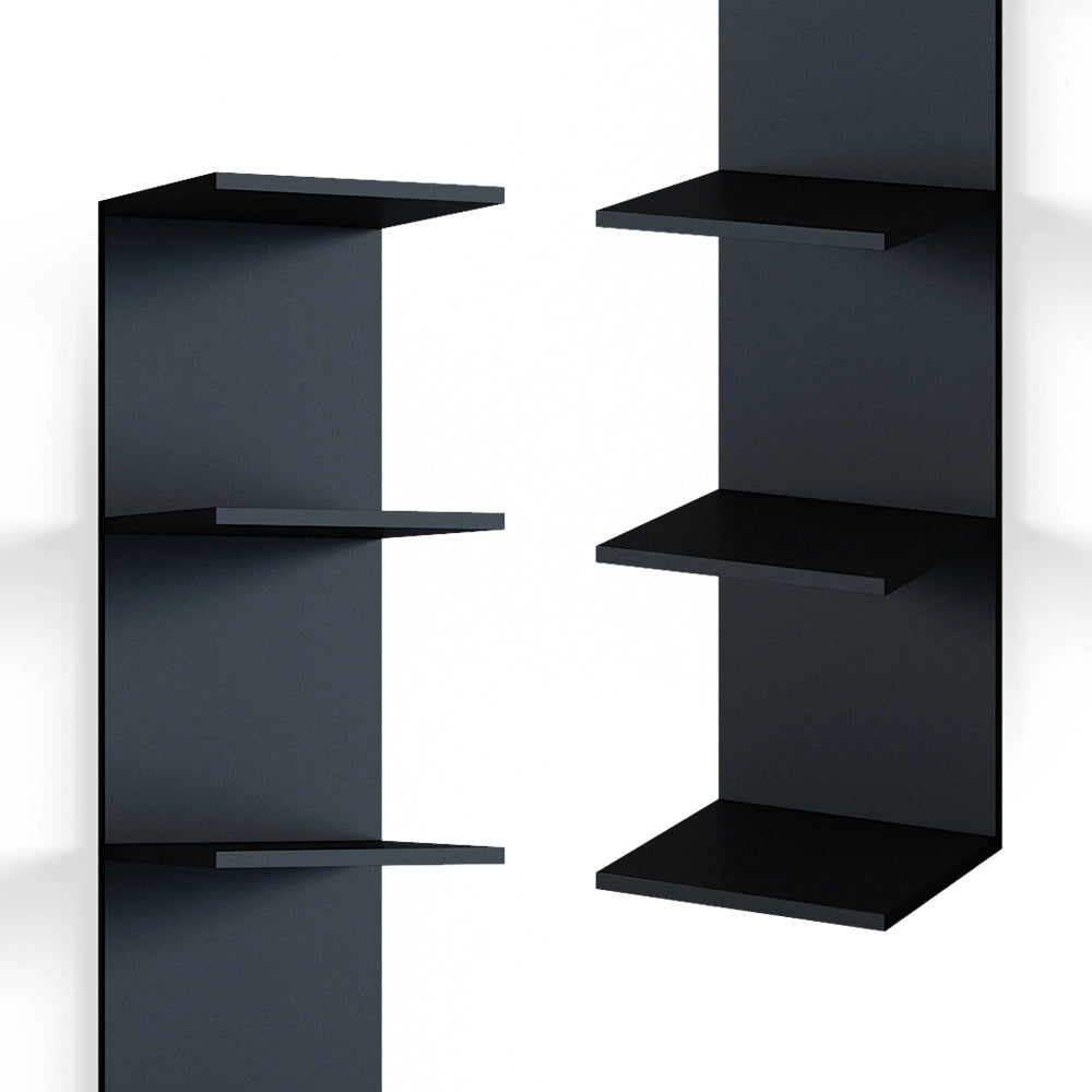 Vicco Scaffale a muro Nero 28 x 190 cm Set di 2
