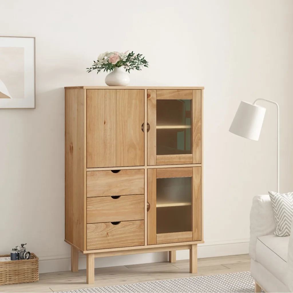 Credenza | Madia | Buffet da pranzo | Armadio da pranzo OTTA 85x43x125 cm in Legno Massello di Pino