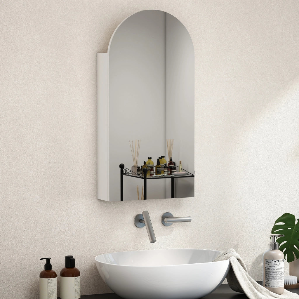 Armadietto a specchio da bagno ¨C Xylo ¨C bianco con ripiani in vetro regolabili