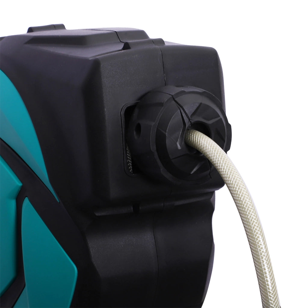 Avvolgitubo Automatico a Parete ¨C Minimal ¨C Nero e Azzurro, Plastica e PP, 28x14x34 cm