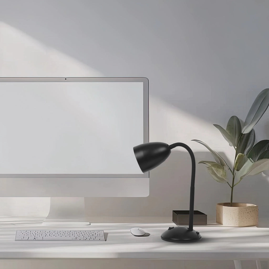 Lampada da scrivania nera minimal braccio flessibile E27