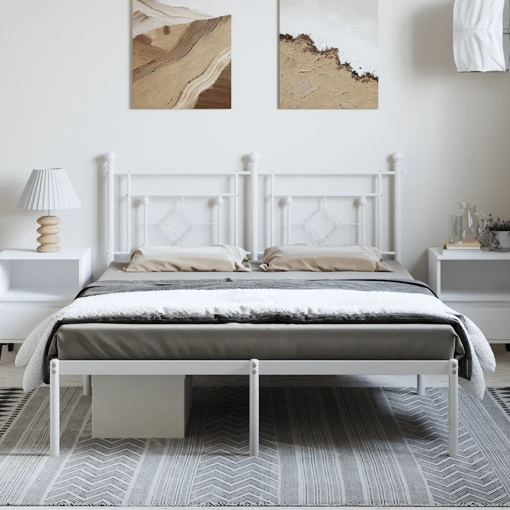 Giroletto con Testiera Metallo Bianco 150x200 cm 374390