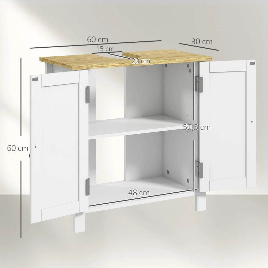 Mobile sottolavabo da bagno ¨C Xylo ¨C bianco, 2 ante, ripiano regolabile, 60x30x60 cm
