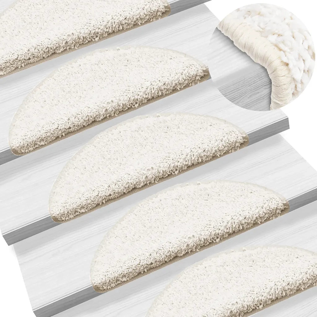 Tappetini per scale 15 pz | Gradini per Scale 56x17x3 cm Bianco Semicircolari