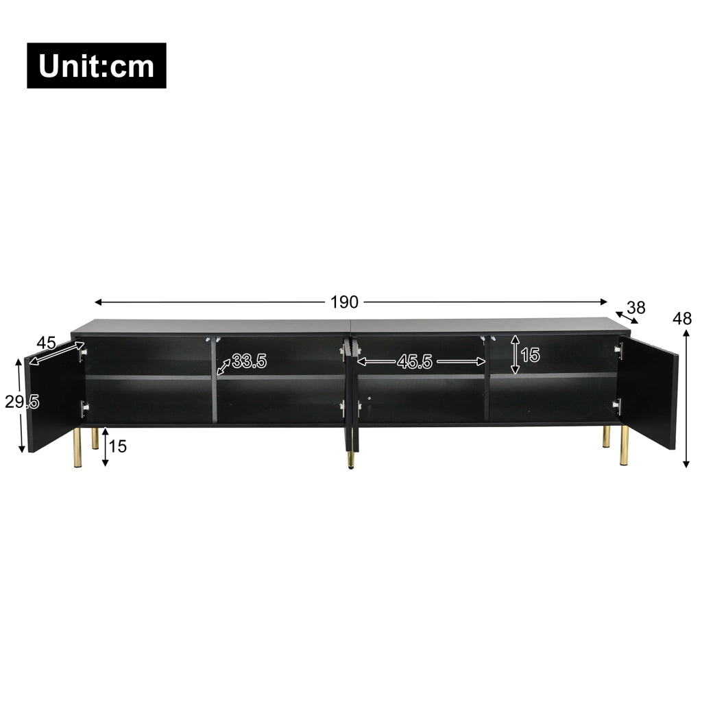 Cassettiera TV nera 190 cm