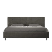 BS COM Letto matrimoniale king size con rete imbottito 200x200 microfibra grigio