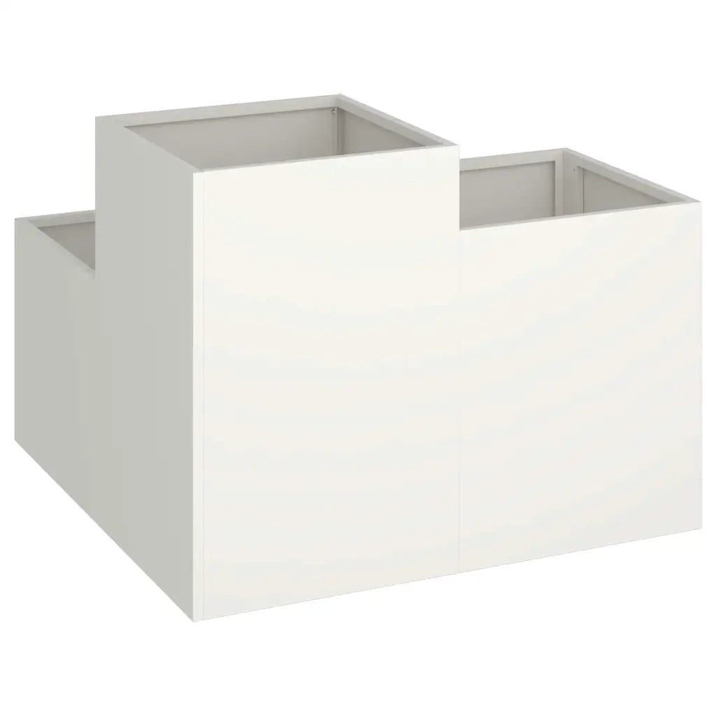 Fioriera rettangolare moderna per giardino 100 x 100 x 60 cm stile chic acciaio bianco 02_0052075