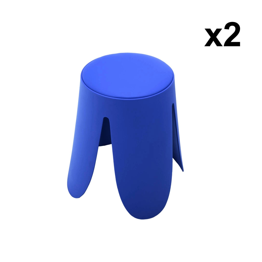 Set 2 sgabelli impilabili in similpelle, blu