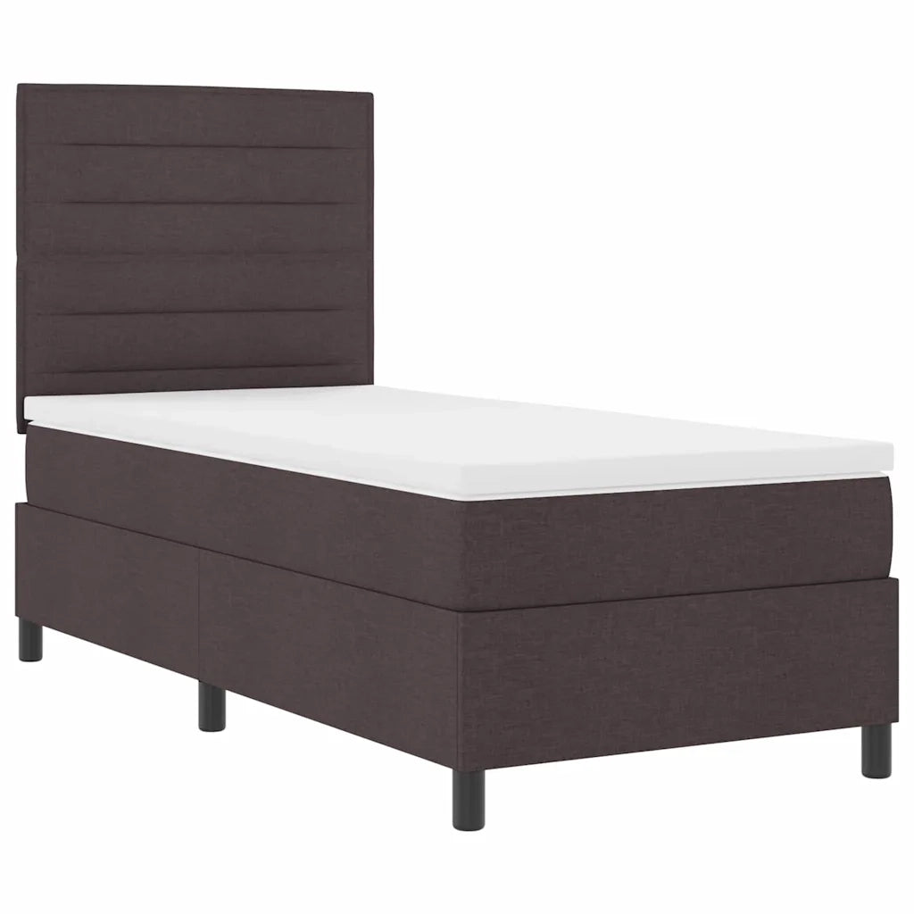 Letto a molle con materasso Marrone scuro 90 x 200 cm Tessuto 3342763