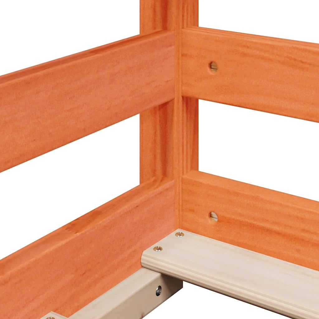 Letto Bambini | Letto Infantile | Lettino con Tetto Marrone Cera 90x190 cm Massello Pino