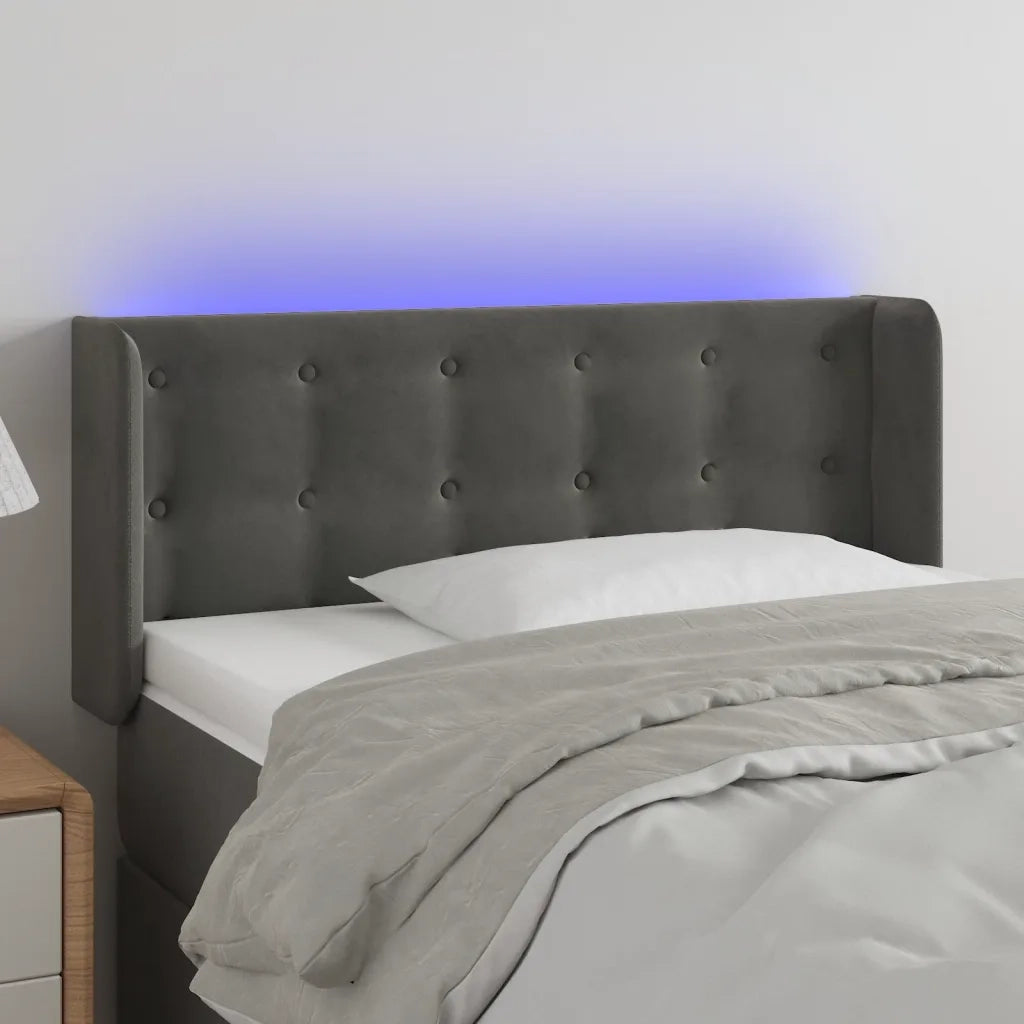 Testiera a LED-Testata con LED Grigio Scuro 103x16x78/88 cm in Velluto 735934