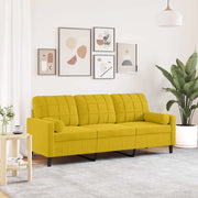 Divano a 3 Posti con Cuscini Giallo 180 cm in Velluto 3278235