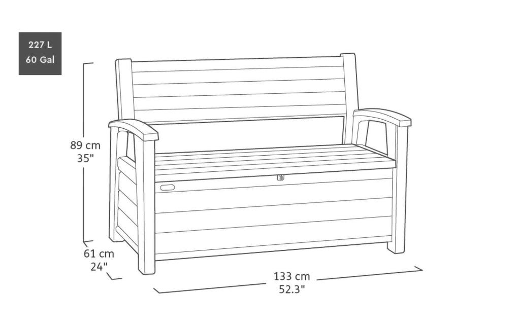 Cassapanca outdoor Estevan, Baule da giardino, Contenitore da esterno, Panchina contenitore da esterno, 133x61 h89 cm, Noce