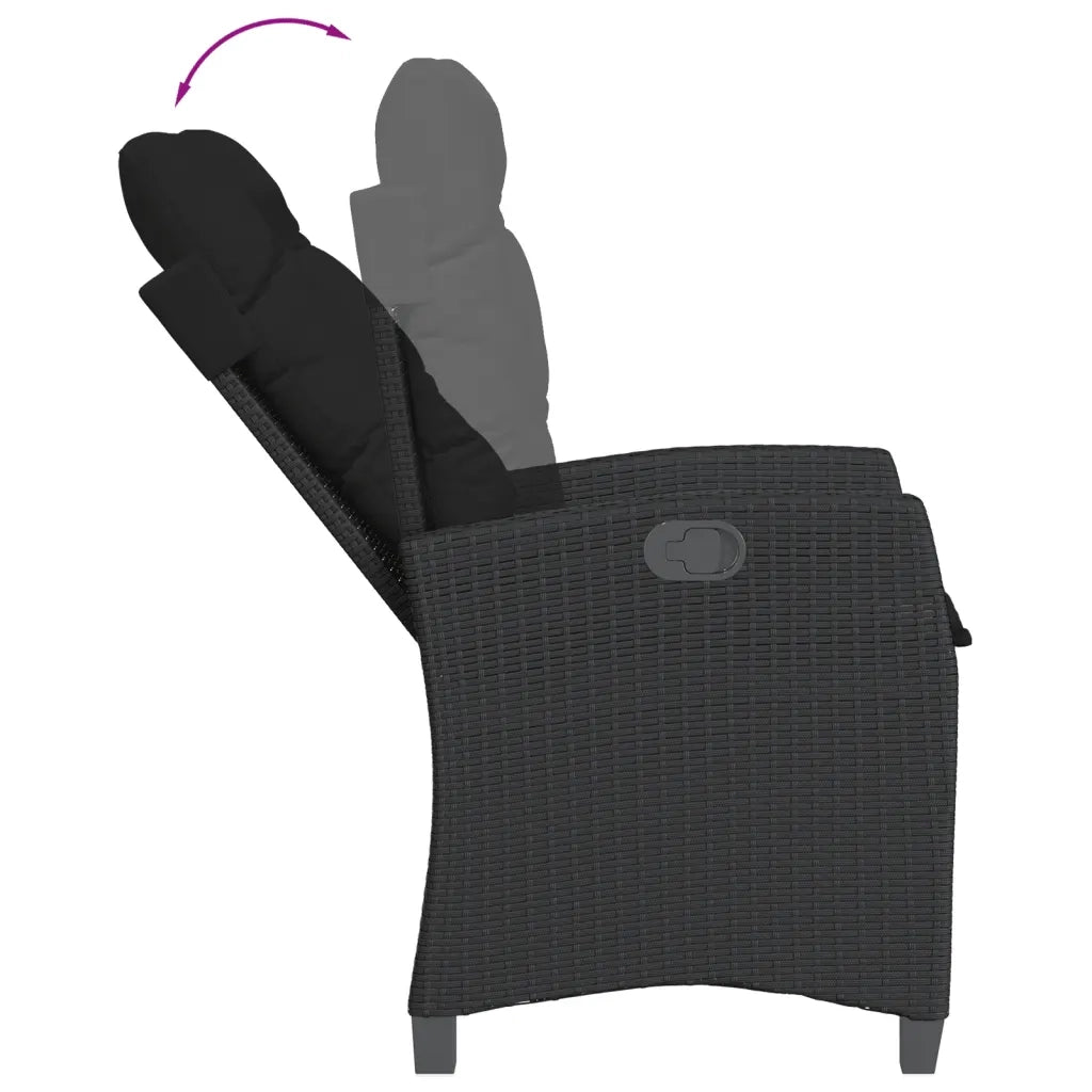 Set da Pranzo da Giardino 5 pz Nero con Cuscini in Polyrattan 3212665