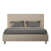 BS COM Letto matrimoniale francese senza rete imbottito 140x210 similpelle tortora