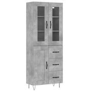 Credenza | Madia | Buffet da pranzo | Armadio da pranzo Grigio Cemento 69,5x34x180 cm in Legno Multistrato