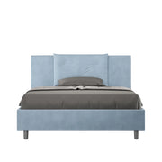 BS COM Letto una piazza e mezza senza rete imbottito 130x200 microfibra azzurro
