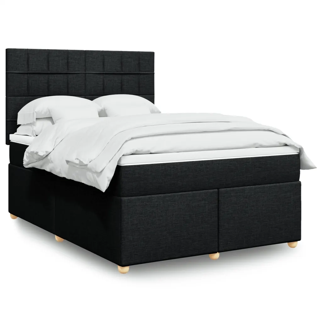 Giroletto a Molle con Materasso Nero 160x200 cm in Tessuto