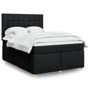 Giroletto a Molle con Materasso Nero 160x200 cm in Tessuto