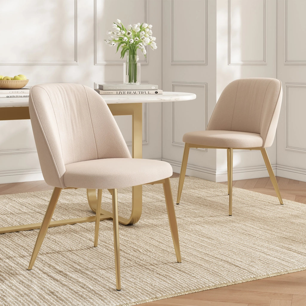 6 sedie da pranzo comode e traspiranti adatte per sala da pranzo soggiorno caffè ecc. stile moderno tessuto vellutato beige e oro