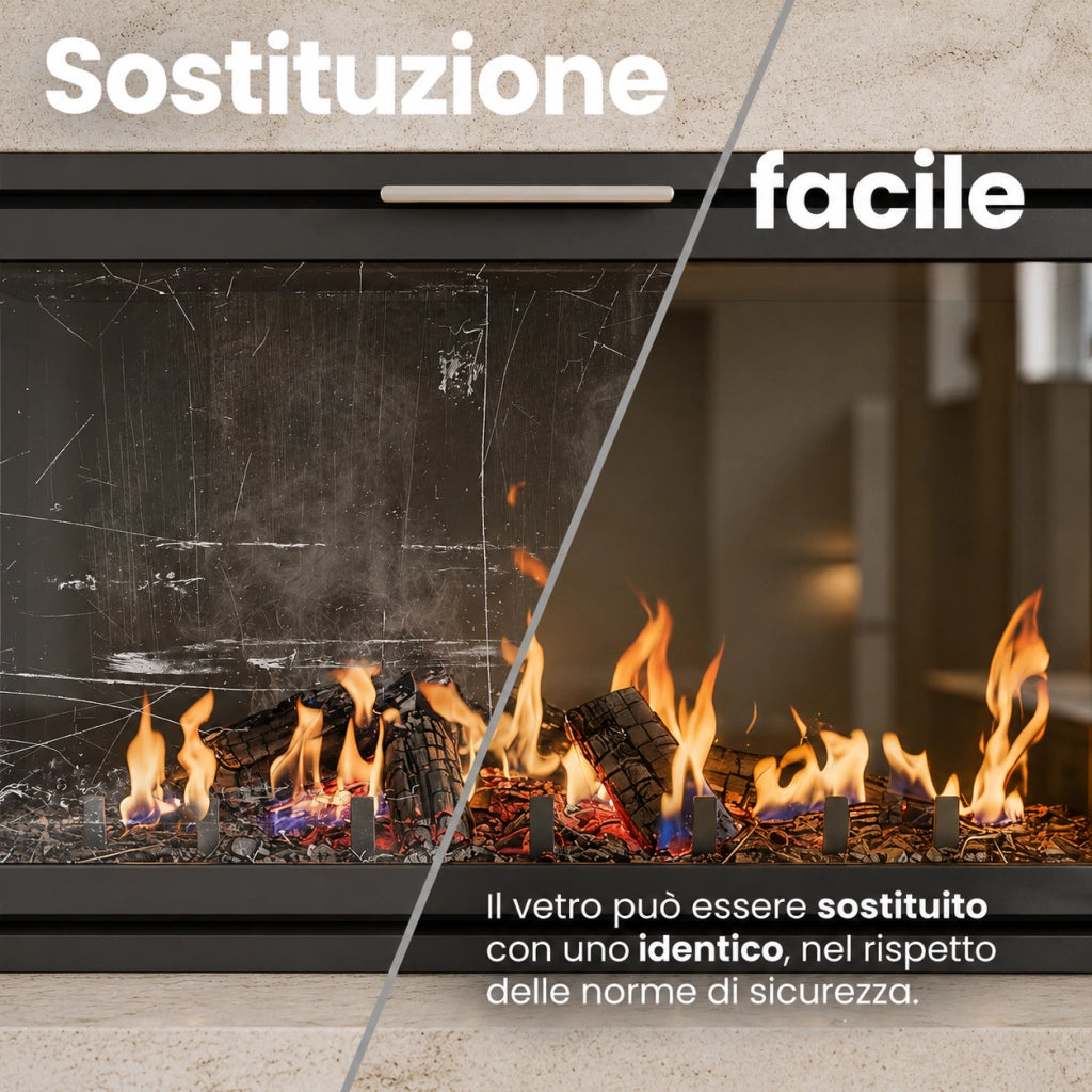496 x 478 x 4 mm - Vetro per stufa a legna - vetro camino di ricambio - vetro per caminetto resistente al fuoco - France Vitre