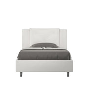 BS COM Letto una piazza e mezza con rete imbottito 120x190 similpelle bianco