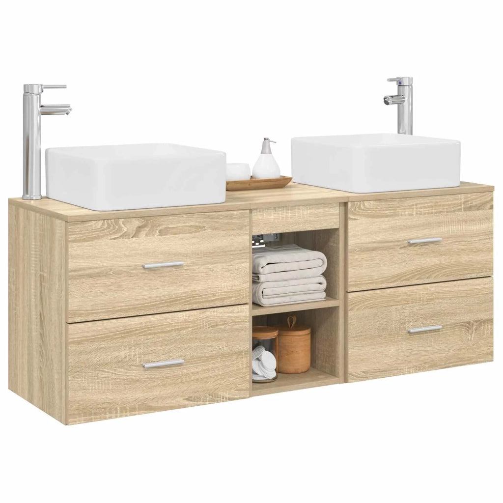 Set di Armadi da Bagno 3 pz Rovere Sonoma 49,5 x 41 x 63 cm 3405821