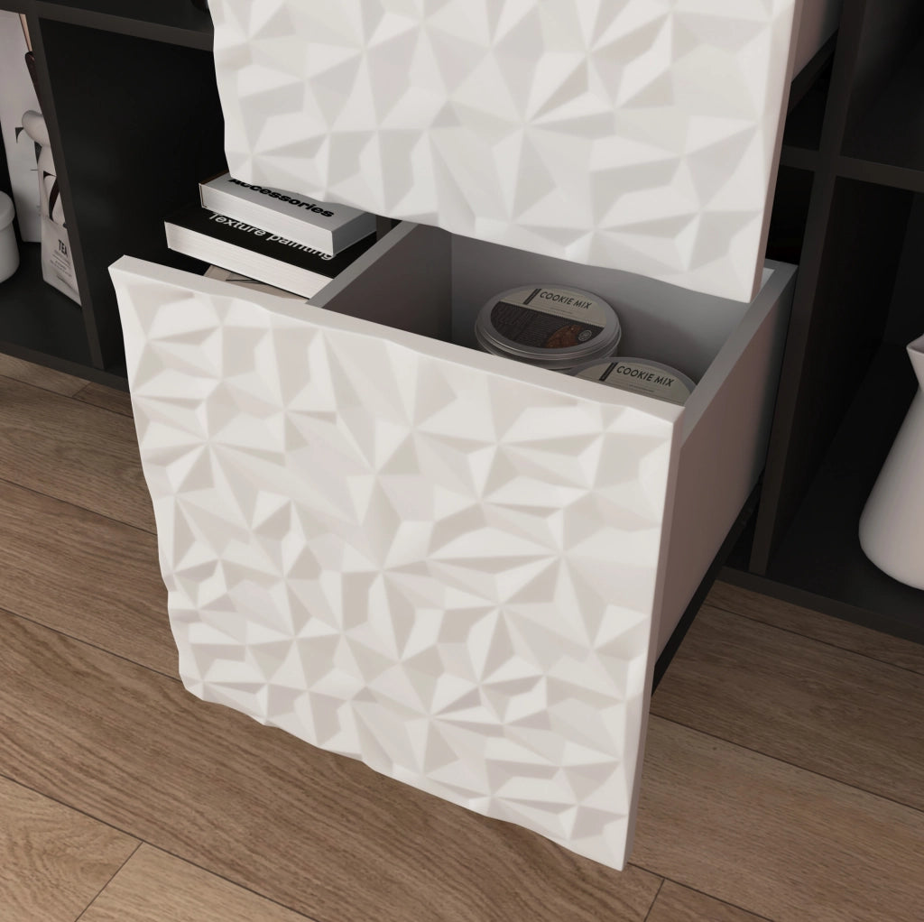 Credenza buffet con 2 cassetti e vano aperto 120x40x80 cm in MDF nero e rosso