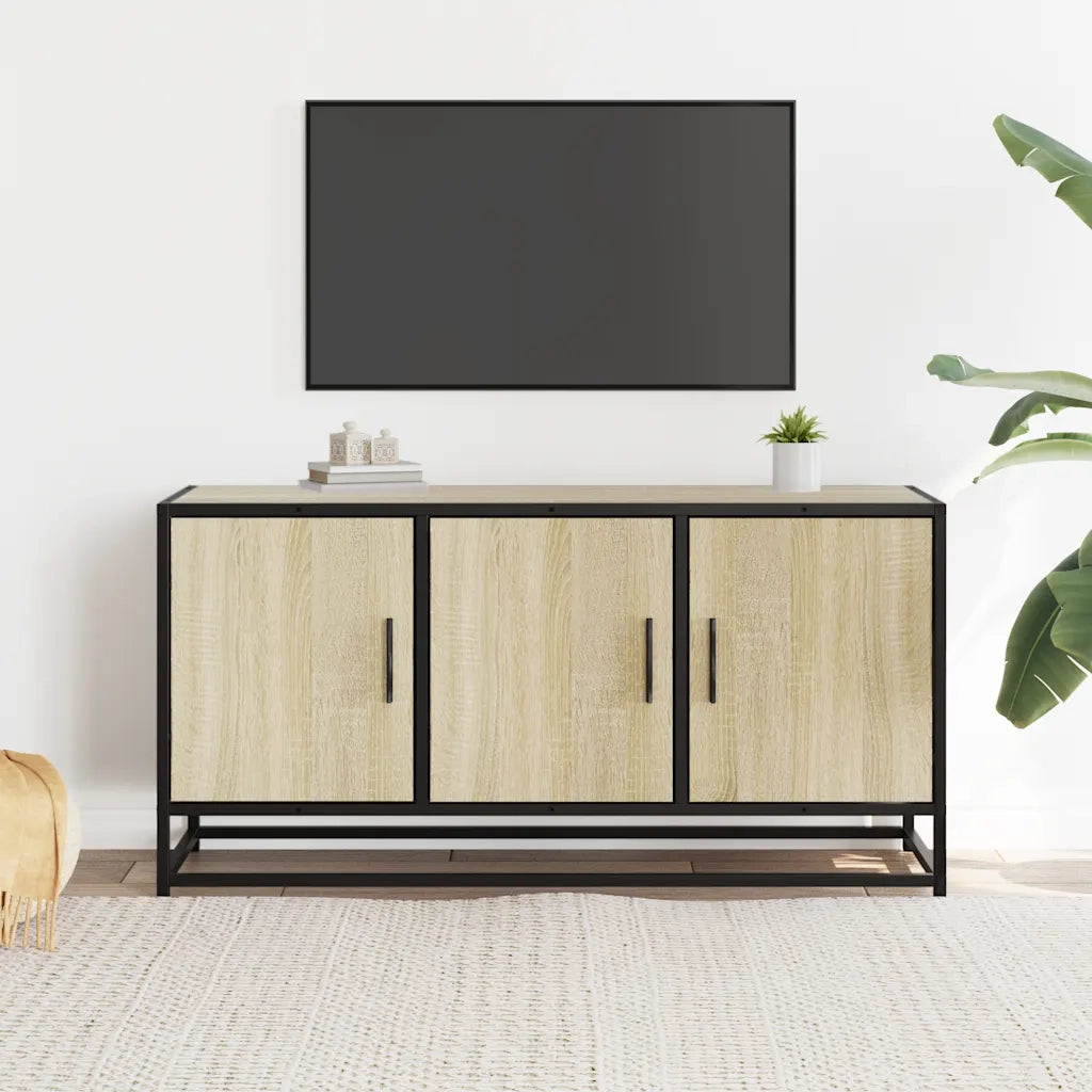 Mobile TV-Credenza per TV-Console TV Rovere Sonoma 100x35x50 cm Legno Multistrato Metallo