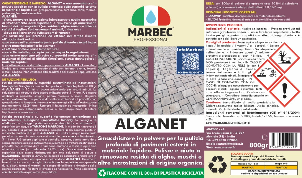 Pulizia pavimenti esterni ALGANET   800GRx6Pz