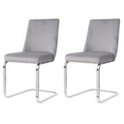 Set di 2 sedie da pranzo con schienale trapuntato e seduta confortevole in velluto grigio con gambe argento
